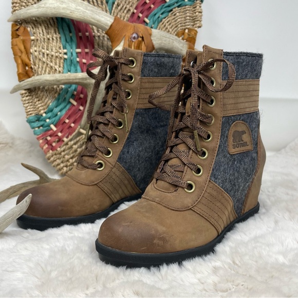 Sorel Lexie Wedge Boot Waterproof Winter Heel Sz 8 - Picture 2 of 11